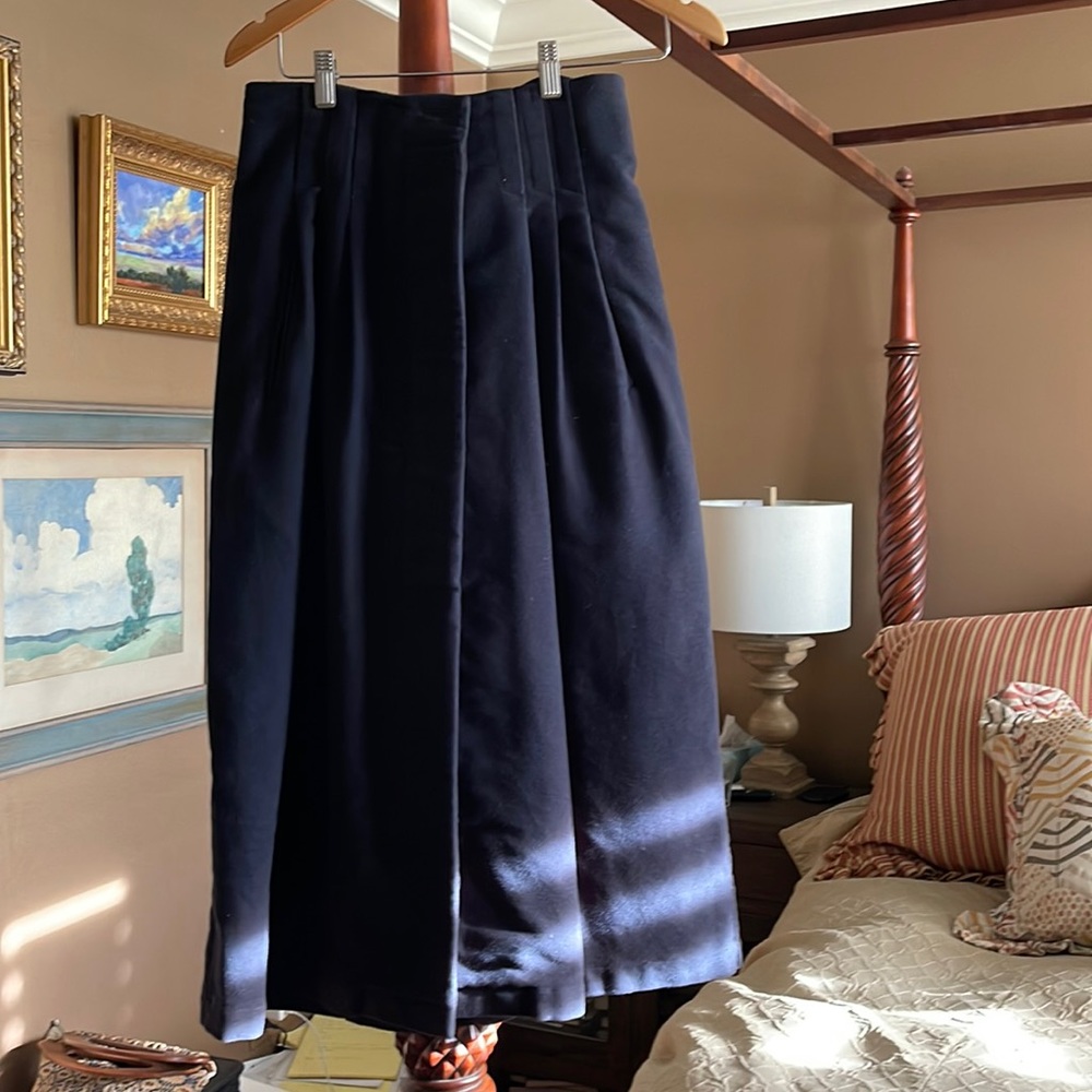Billy Reid Navy Midi Pleated Skirt